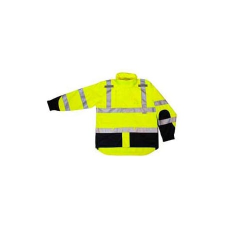 Radians Radians RW32-3Z1Y Heavy Duty Rip Stop Waterproof Rain Jacket, Hi-Viz Lime, 4XL RW32-3Z1Y-4X